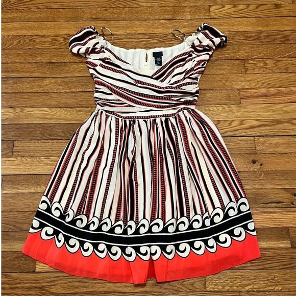 Anna Sui Dresses & Skirts - Anna Sui Anthropologie Silk Dress Womens Juniors Sz 9 Pink Black Striped Party